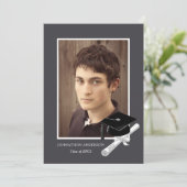 Ankündigung der Modernen Gray Foto Graduation Part (Stehend Vorderseite)