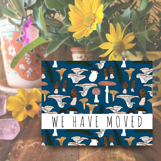 Ankündigung der neuen Zuhause Address Forest Fungi Postkarte