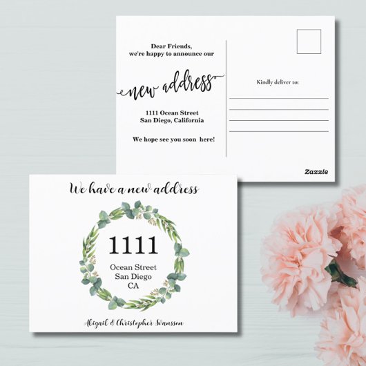 Ankündigung der neuen Zuhause-Adresse Postkarte