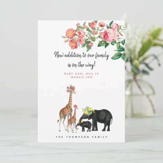 Ankündigung der niedlichen Elefanten-Giraffe-Blume (Stehend Vorderseite)