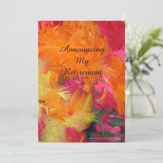Ankündigung der Pensionierung, Orange Pink Feather (Stehend Vorderseite)