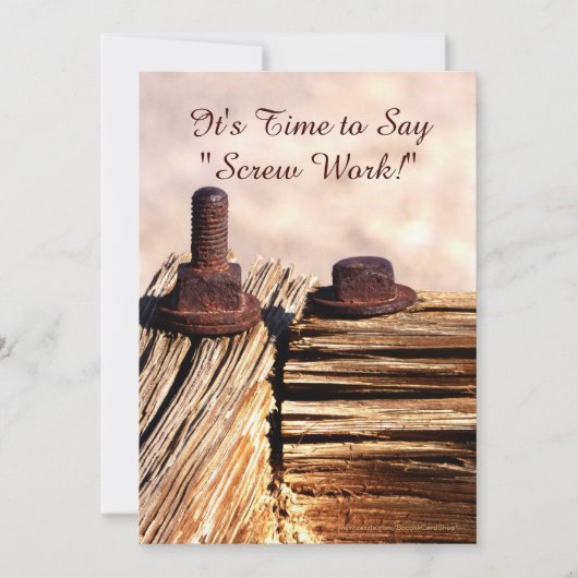 Ankündigung der Pensionierung, Schraubenarbeit (Vorderseite)