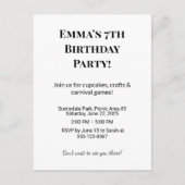 Ankündigung der personalisierten Geburtstagspartei (Vorderseite)