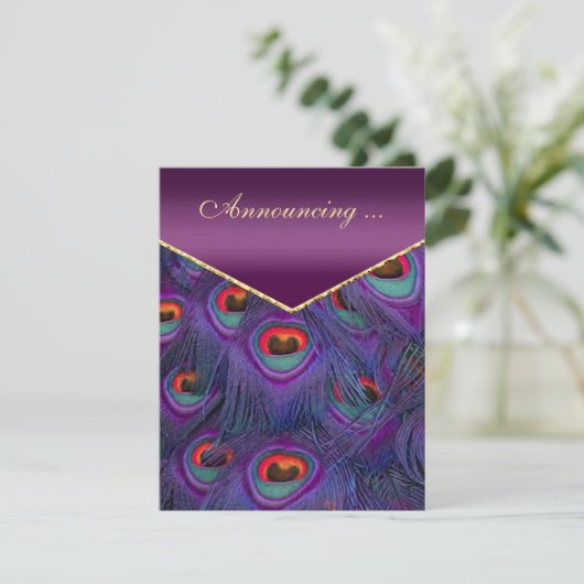 Ankündigung der Plum Lila Peacock-Verlobung (Stehend Vorderseite)