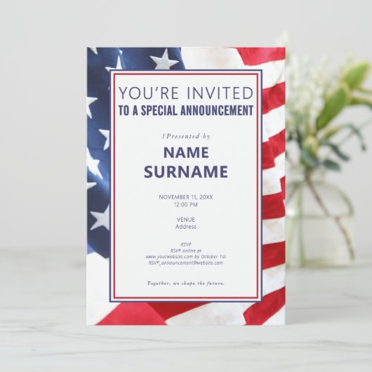 Ankündigung der politischen Kandidatenkampagne Tea (Stehend Vorderseite)