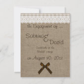 Ankündigung der rustikalen Verlobung Burlap and La (Rückseite)