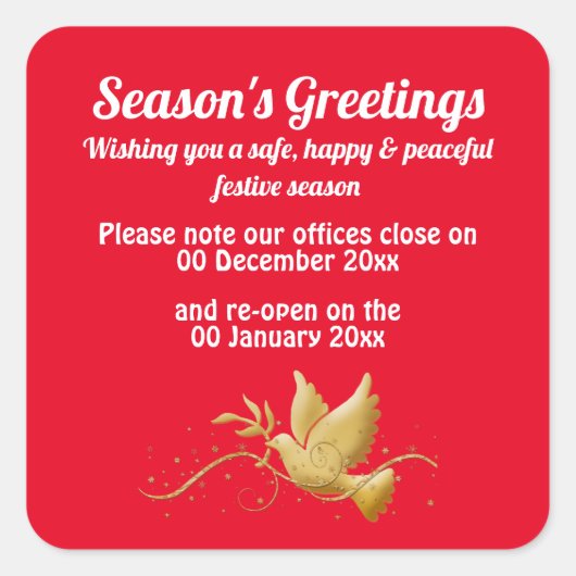 Ankündigung der Schließung offener Geschäftsdaten Quadratischer Aufkleber (Vorderseite)