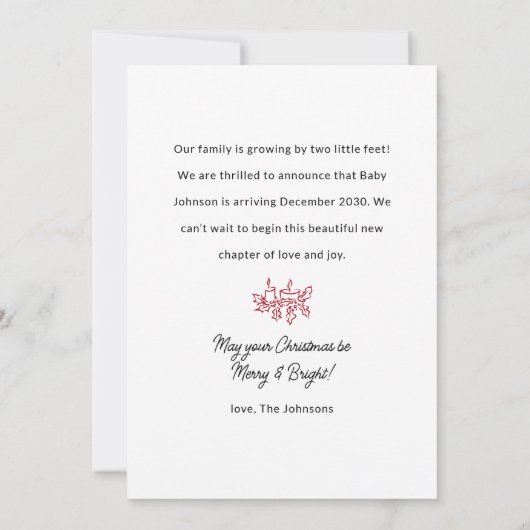 Ankündigung der Schwangerschaft am Geschwisterurla (Rückseite)