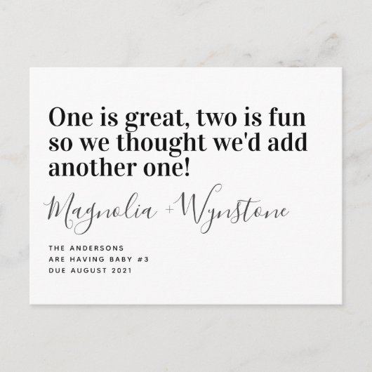 Ankündigung der Schwangerschaft des niedlichen Kin (Vorderseite)