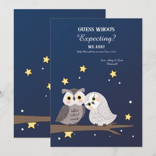 Ankündigung der Schwangerschaft im Eule-Paar (Vorne/Hinten)