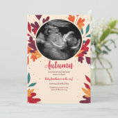 Ankündigung der Schwangerschaft im Herbst Foto (Stehend Vorderseite)