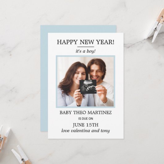 Ankündigung der Schwangerschaft im neuen Foto (Vorderseite/Rückseite Beispiel)