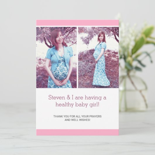 Ankündigung der Schwangerschaft in Rosa-Chic (Stehend Vorderseite)