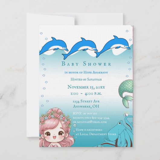 Ankündigung der Sea Baby Girl Shower (Vorderseite)