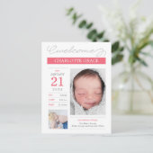 Ankündigung der süß dokumentierten benutzerdefinie postkarte (Stehend Vorderseite)