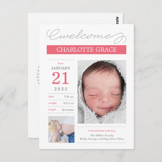 Ankündigung der süß dokumentierten benutzerdefinie postkarte (Vorne/Hinten)