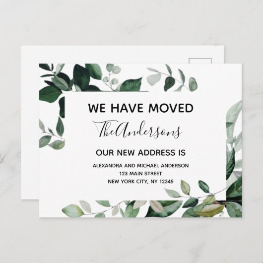 Ankündigung der Umstellung des Haushalts Eukalyptu Postkarte (Vorne/Hinten)