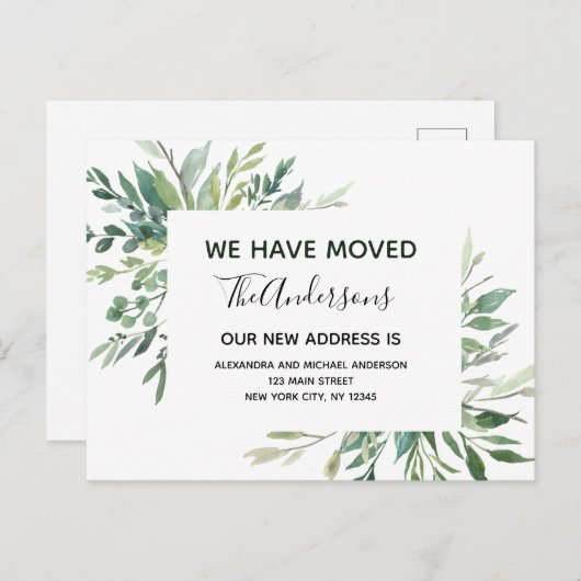 Ankündigung der Umstellung des Haushalts Eukalyptu Postkarte (Vorne/Hinten)