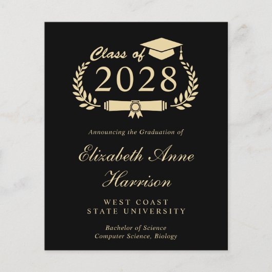 Ankündigung der Uni Black Gold Abschluss (Vorderseite)