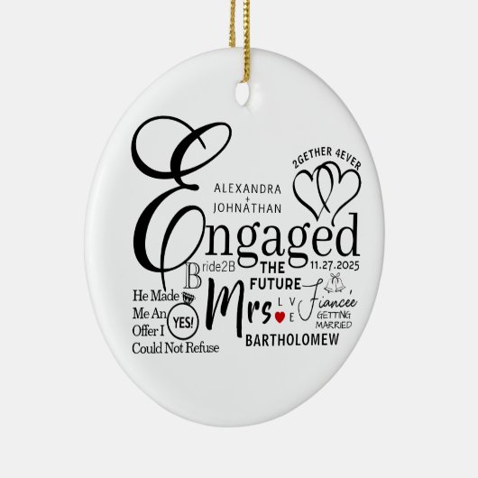 Ankündigung der verlobten Collage Wedding Keramik Ornament (Rechts)