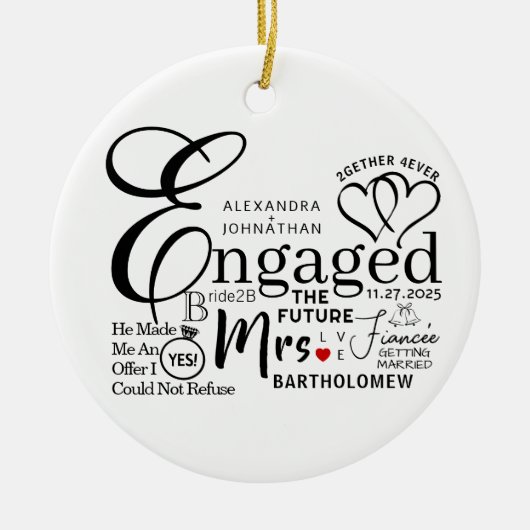 Ankündigung der verlobten Collage Wedding Keramik Ornament (Vorne)