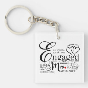 Ankündigung der verlobten Collage Wedding Schlüsselanhänger