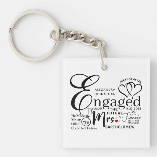 Ankündigung der verlobten Collage Wedding Schlüsselanhänger (Vorderseite)