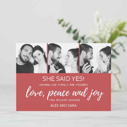 Ankündigung der Verlobung der Weihnachtskarte (Stehend Vorderseite)