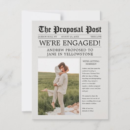 Ankündigung der Verlobung der Zeitung Save the Dat (Vorderseite)