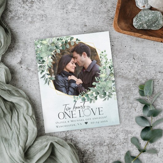 Ankündigung der Verlobung des Eukalyptus-Fotos