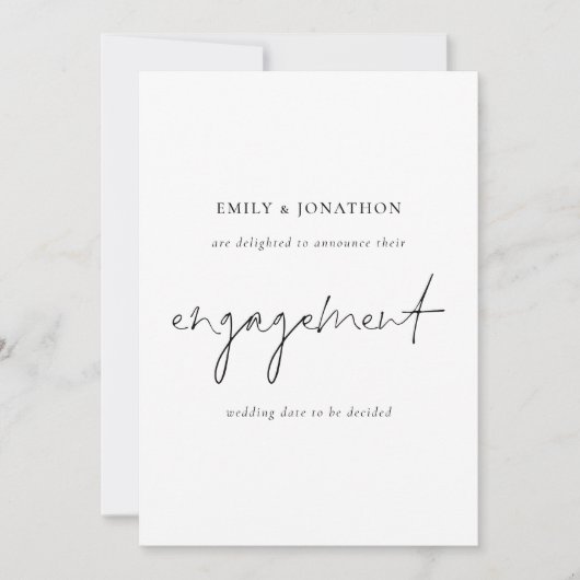 Ankündigung der Verlobung für elegantes Script-Fot (Vorderseite)
