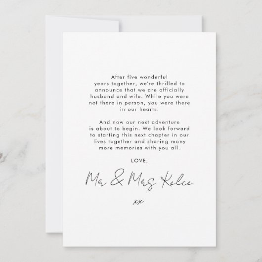 Ankündigung der Verlobung von Minimalistischem Fot (Rückseite)