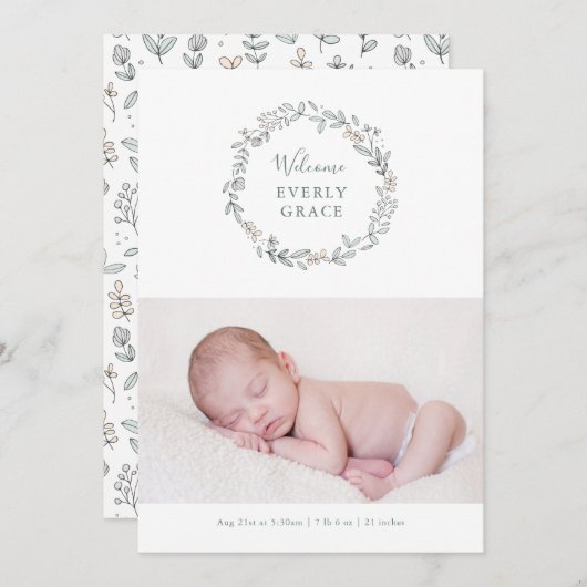 Ankündigung der zarten Blumengeburt (Vorne/Hinten)