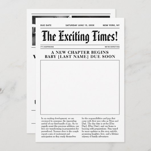 Ankündigung der Zeitungsschwangerschaft (Vorne/Hinten)