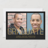 Ankündigung des Abschlusses - 2 Fotos mit Goldtext (Vorderseite)