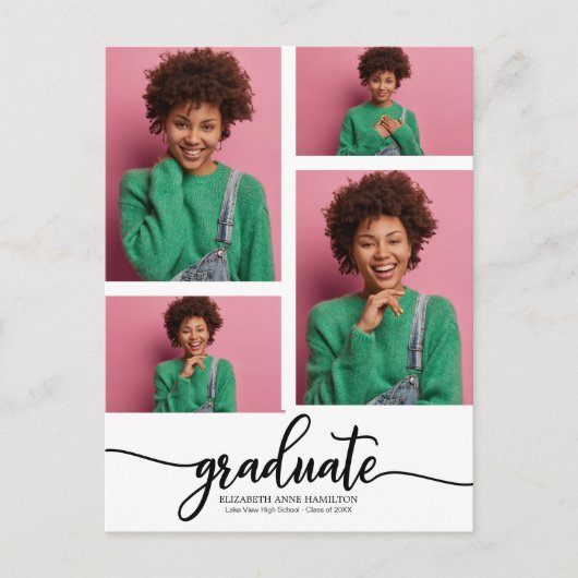 Ankündigung des Abschlusses an der High School 4 F Postkarte (Vorderseite)