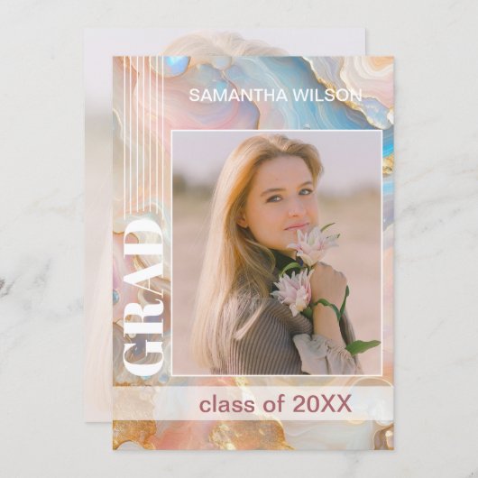 Ankündigung des Abschlusses auf dem Muster Pastell (Vorne/Hinten)