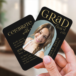 Ankündigung des Abschlusses "Black Modern Arch Fot Begleitkarte