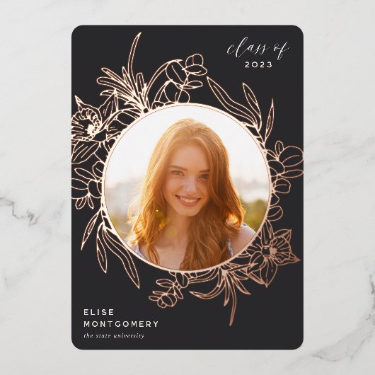 Ankündigung des Abschlusses "Charcoal floral Foil" (Vorderseite)