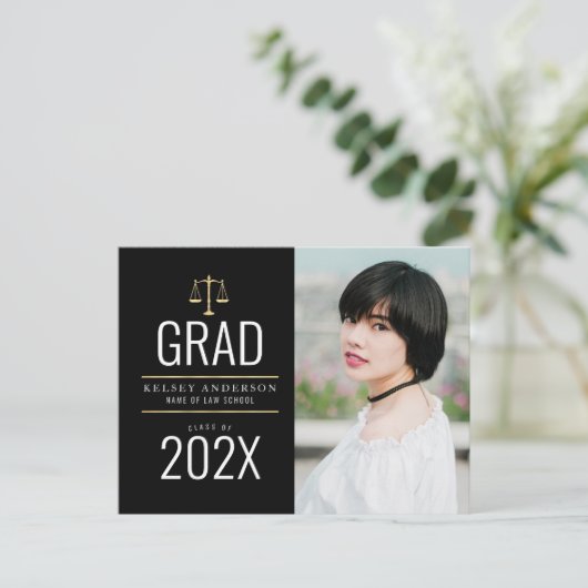 Ankündigung des Abschlusses der Jurastube Postkarte (Stehend Vorderseite)