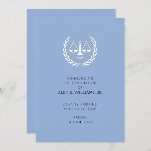 Ankündigung des Abschlusses der Juristischen Fakul (Vorne/Hinten)