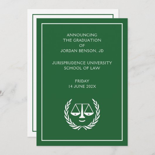 Ankündigung des Abschlusses der Juristischen Fakul (Vorne/Hinten)