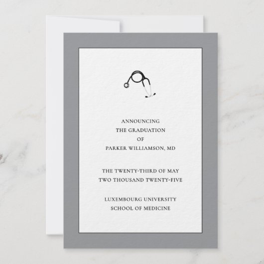 Ankündigung des Abschlusses der Medizinschule (Vorderseite)