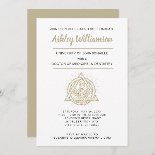 Ankündigung des Abschlusses der Zahnarztschule (Vorne/Hinten)