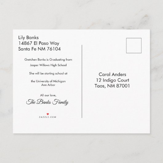 Ankündigung des Abschlusses des modernen Script-Fo (Rückseite)