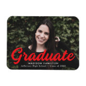 Ankündigung des Abschlusses "Fett Red Script Foto" Magnet (Horizontal)