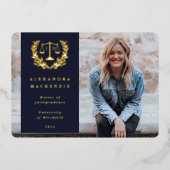 Ankündigung des Abschlusses "Foil/Navy JD Law Scal (Vorderseite)