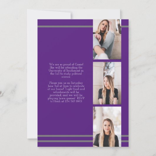 Ankündigung des Abschlusses "Graue Lila School Col (Rückseite)