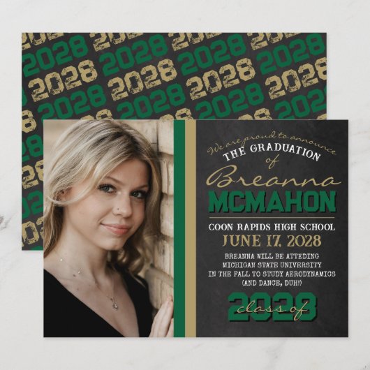 Ankündigung des Abschlusses "Green & Bronze Chalkb (Vorne/Hinten)