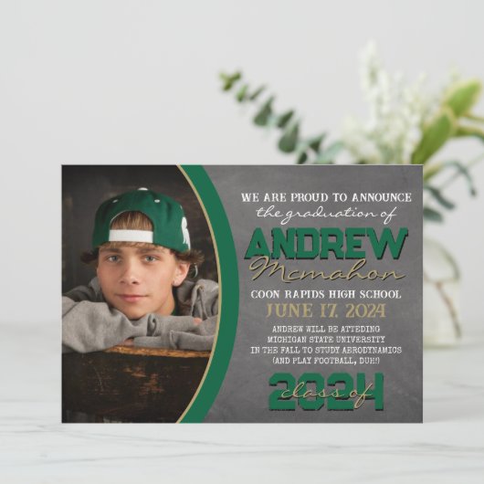 Ankündigung des Abschlusses "Green & Bronze Chalkb (Stehend Vorderseite)